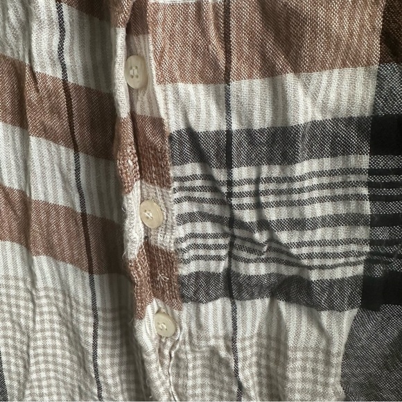 Soft Surroundings Plaid Collared Button-Up Shirt Size Medium - Picture 7 of 14